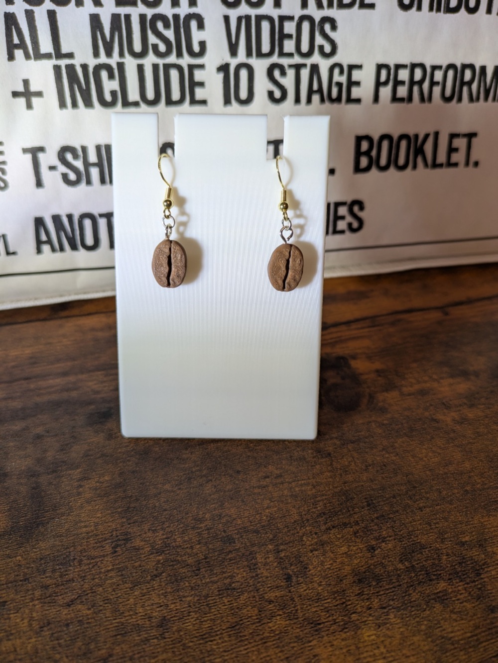 Handcrafted Brown Coffee Bean Dangle Earrings